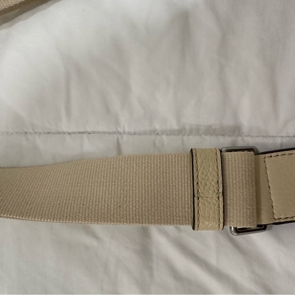 Tory Burch Thea Mini Web Shoulder Bag Cream Crossbody pebbled Leather. Designer - Picture 10 of 13